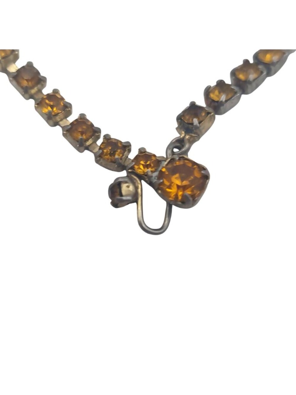Statement Necklace Amber Faceted Rhinestone Style Bib 16" Adjustable Hook Clasp - Picture 6 of 8